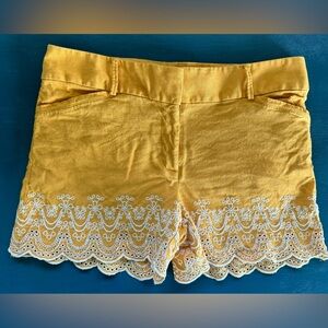 Adorable Yellow Eyelet Detailed Loft Shorts